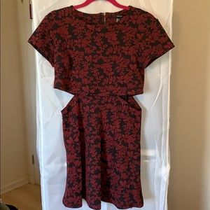 Floral red Forever 21 dress with slits on the side